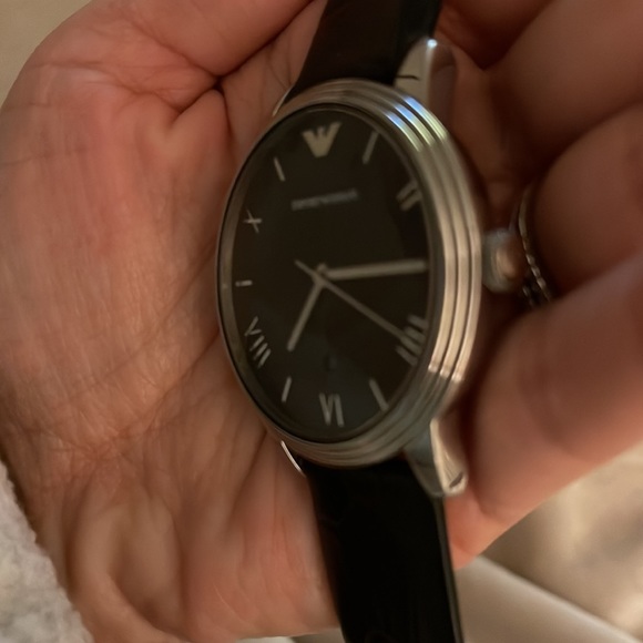 **SOLD ELSEWHERE** Emporior Armani - Unisex Black Watch w/ Silver Face - Picture 10 of 16